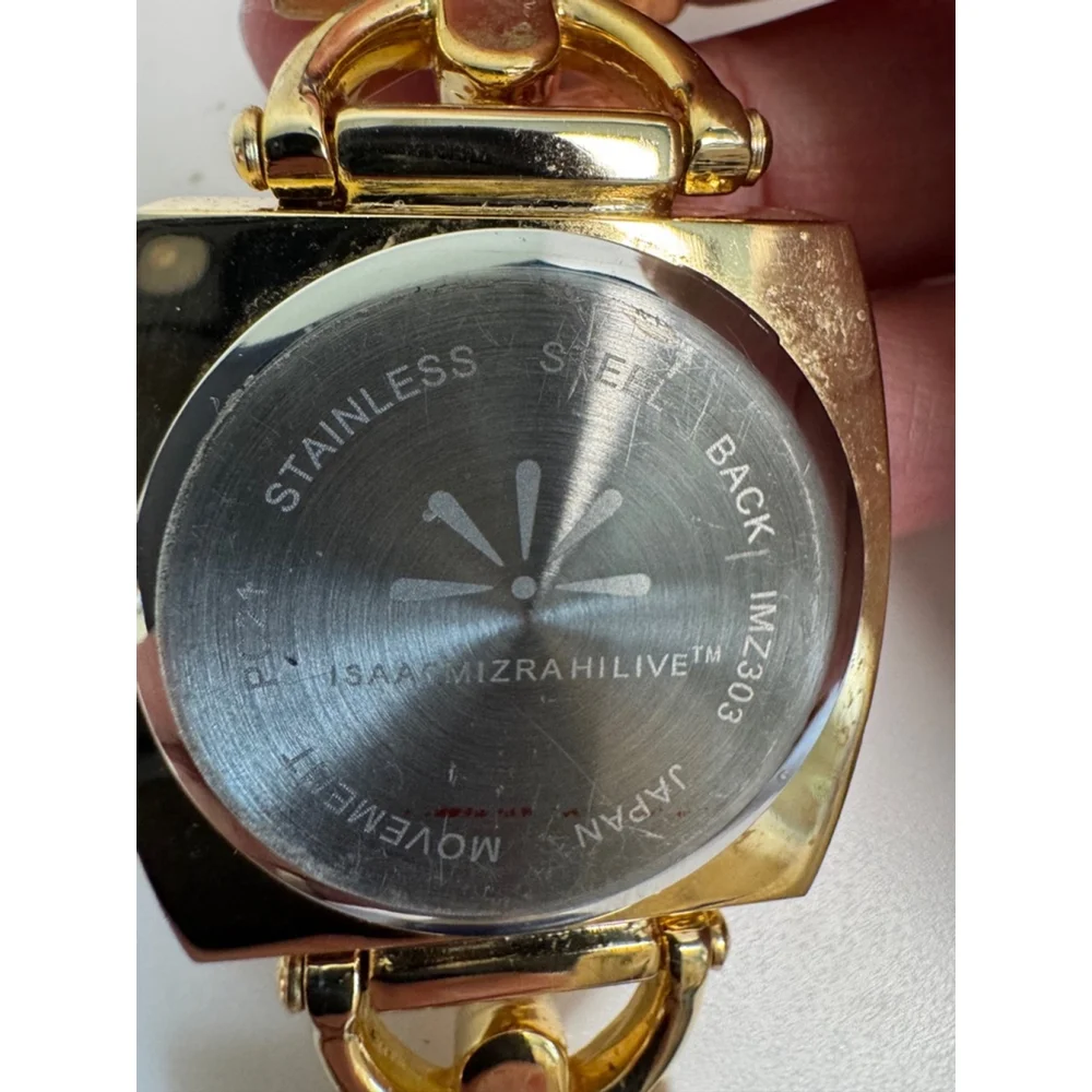 Women's Isaac Mizrahi LIVE Watch Gold and Blue leather band EUC